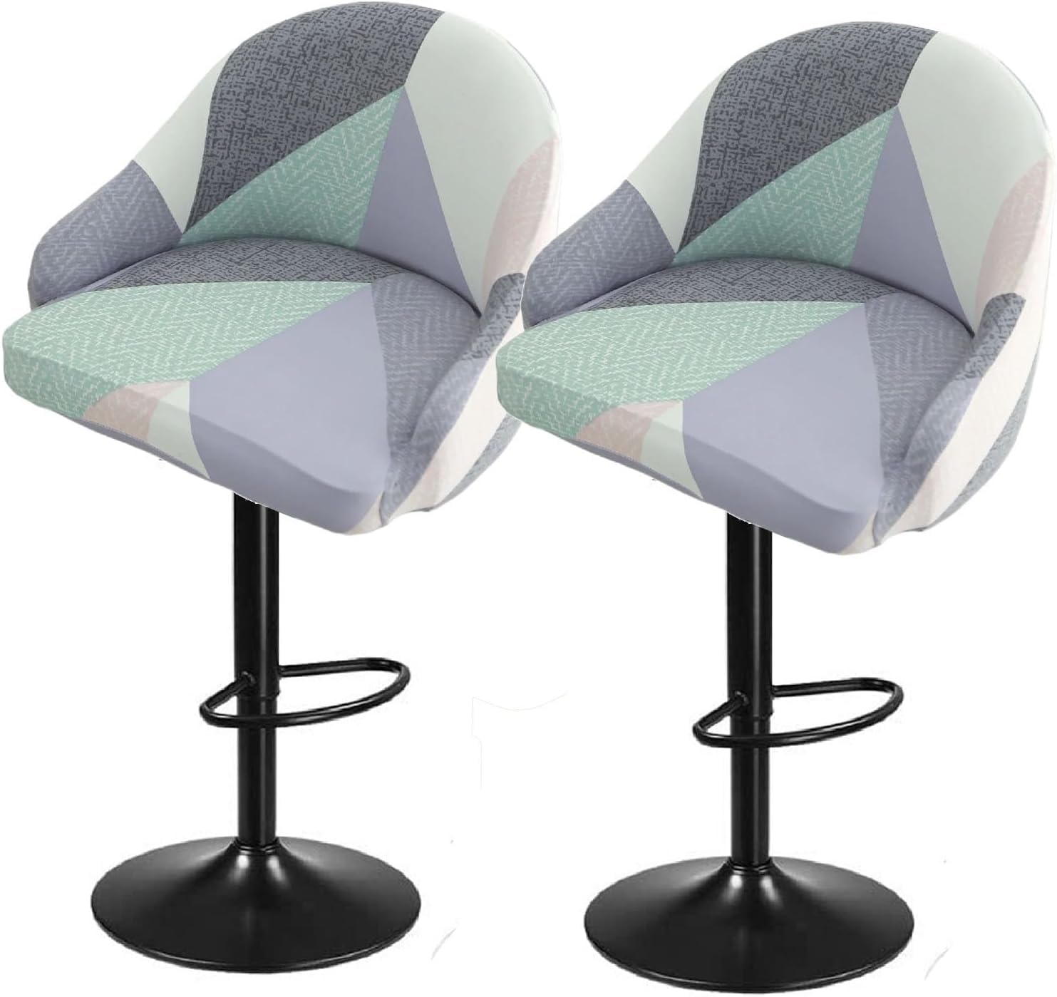 SDNAM Pub Bar Counter Stool Chair Covers with Back and Arms Set of 4/2/1 Stretch, Swivel Curved Kitchen Barstool Chair Cover Curved Back Bar Stool Slipcovers with Arms(H9,2PCS)