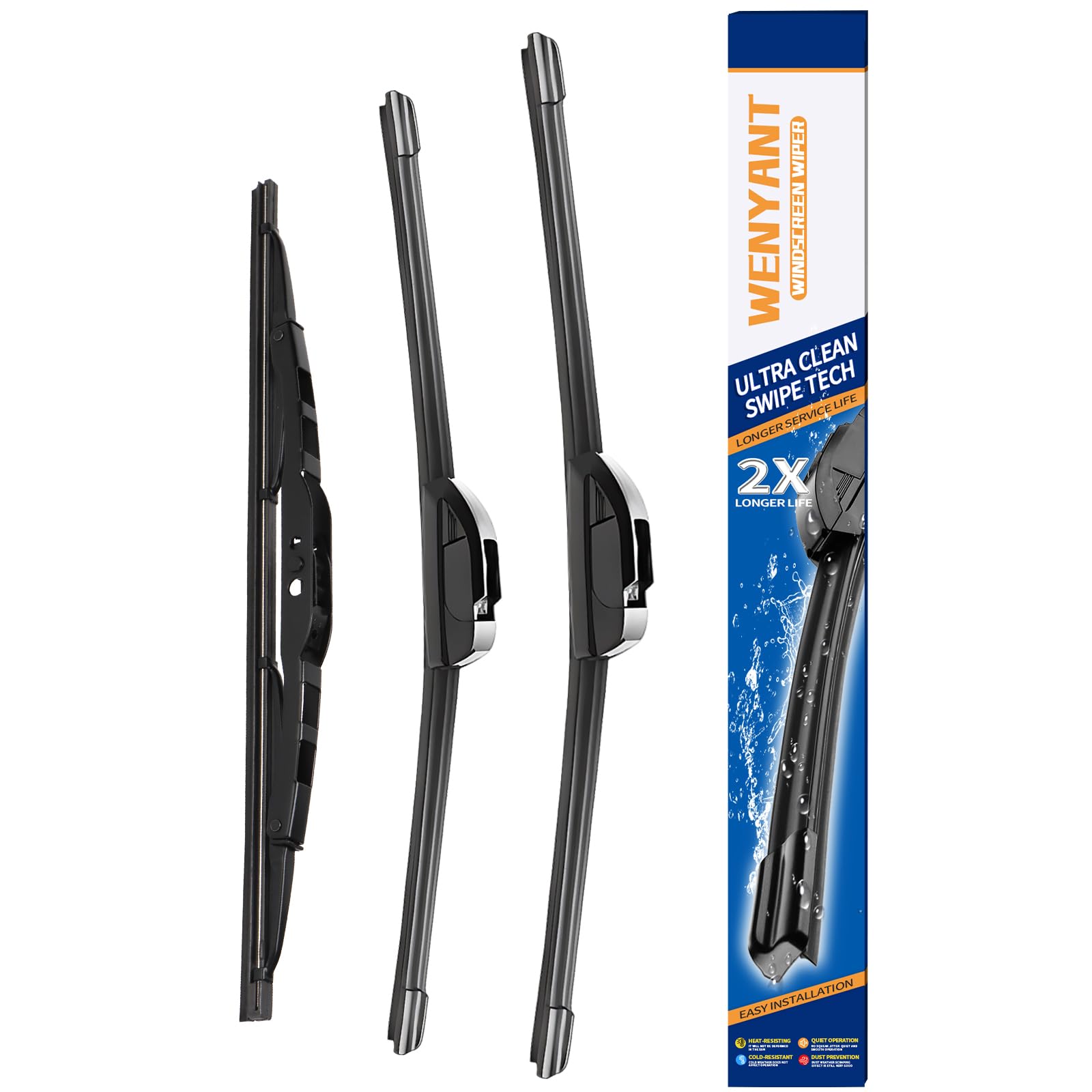 Wenyant Windshield Wiper Blades for My Car Original Equipment Automotive Replacement Compatible with Subaru Crosstrek Impreza 2018~2021 Front and Rear Wiper Blades Set - 26"/16"/12"(Set of 3) — view 12