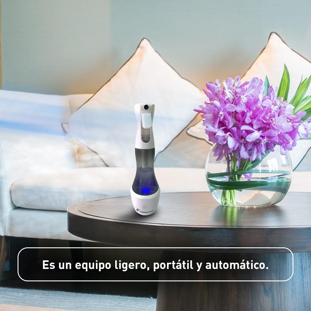 Ozono Hogar - Spray Generador de Ozono - Limpia y desengrasa superficies - Elimina olores - Ligero y portátil - De uso doméstico