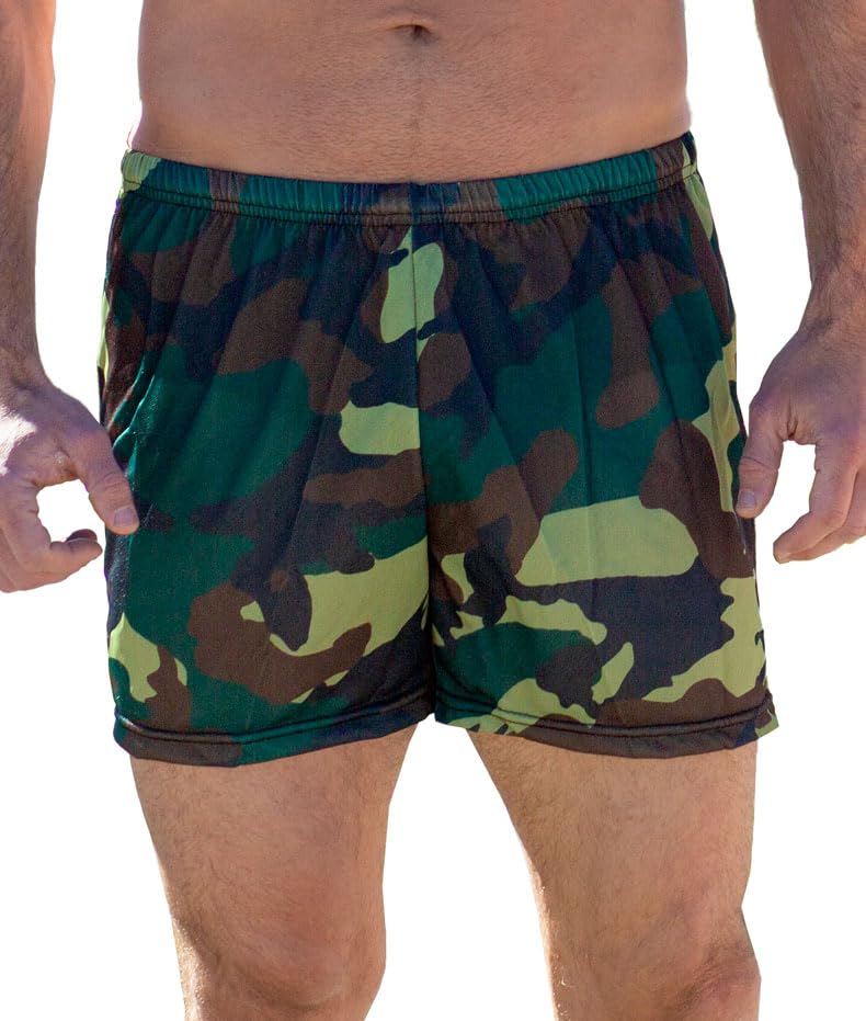 Men's Tan Through Swim Trunks, Camo, Size Large