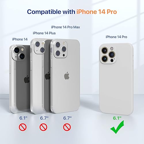 Miniatura 6 de Miracase Funda diseñada para iPhone 14 Pro con protector de pantalla, protección de cámara mejorada, funda de goma de silicona líquida a prueba de