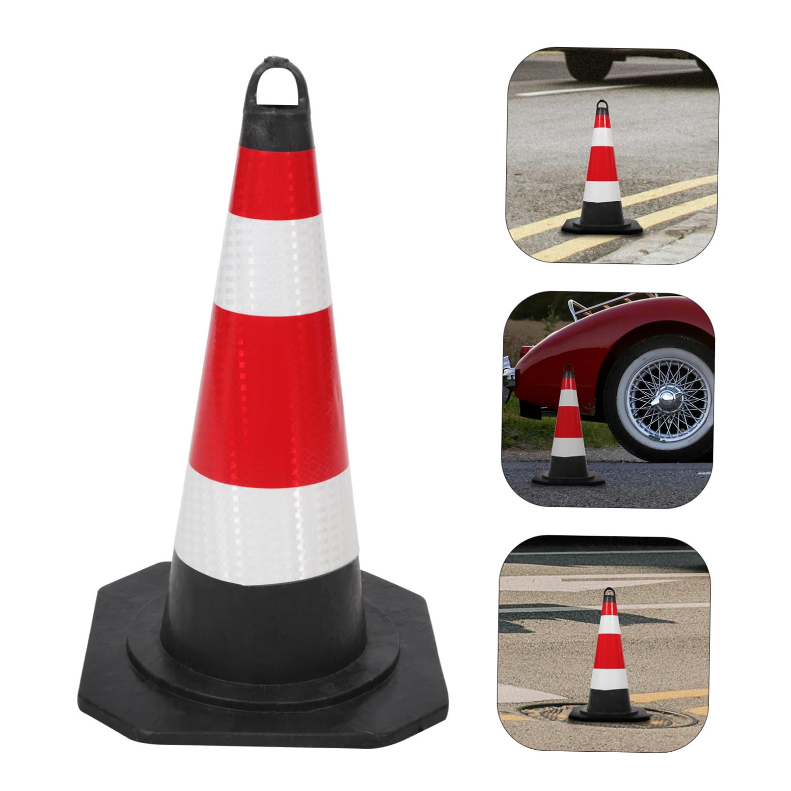 Zerodeko Cône de Sécurité en Plastique 45 Cm Résistant aux Intempéries pour Chantier et Parking, Facile à Utiliser Surface Réfléchissante pour Signalisation Extérieure