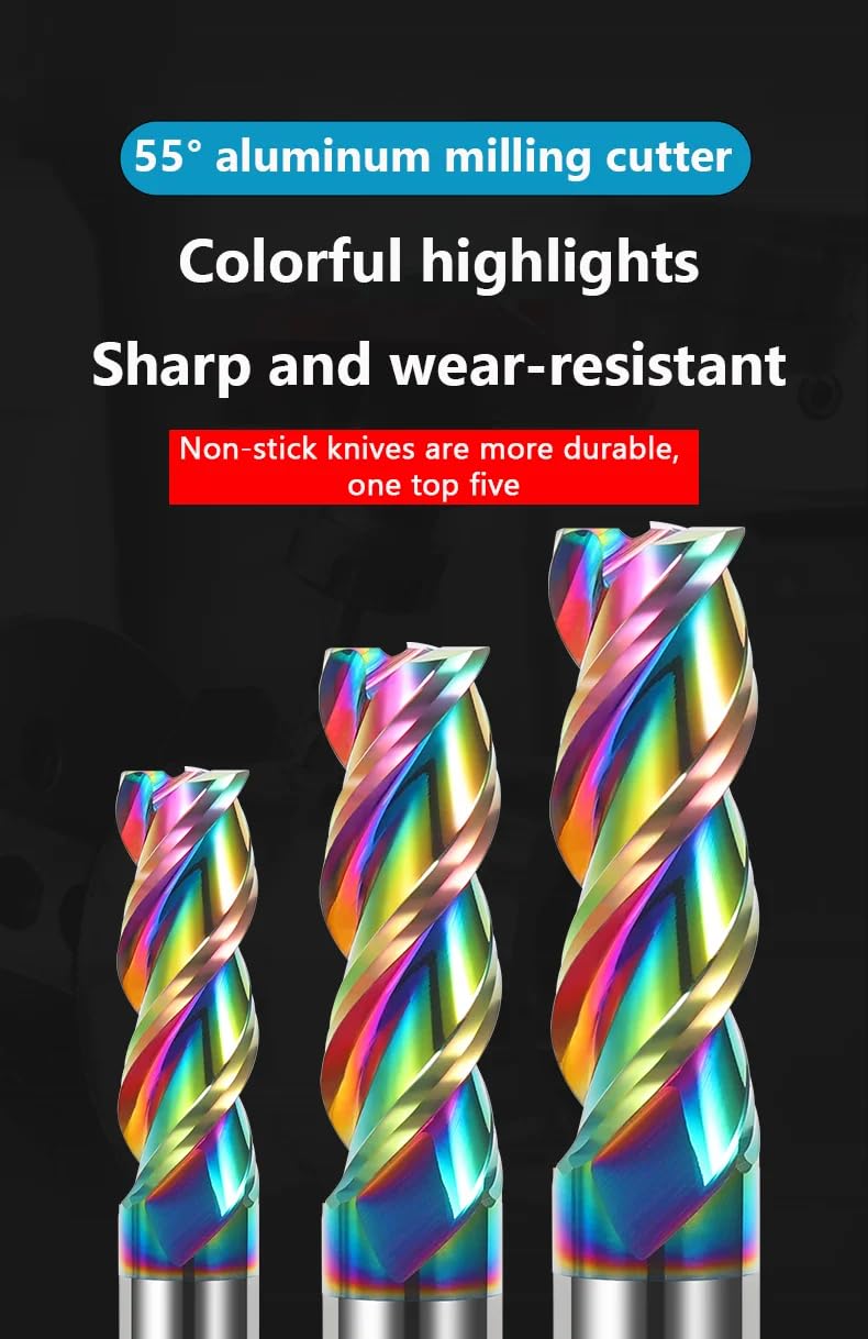 Frezy spiralne jednokanałowe, Frezy trzpieniowe z węglika spiekanego HRC55 3-ostrzowe wolframu powłoką DLC Frez do drewna, akrylu, miedzi i plastiku CNC(20X75X20X150)
