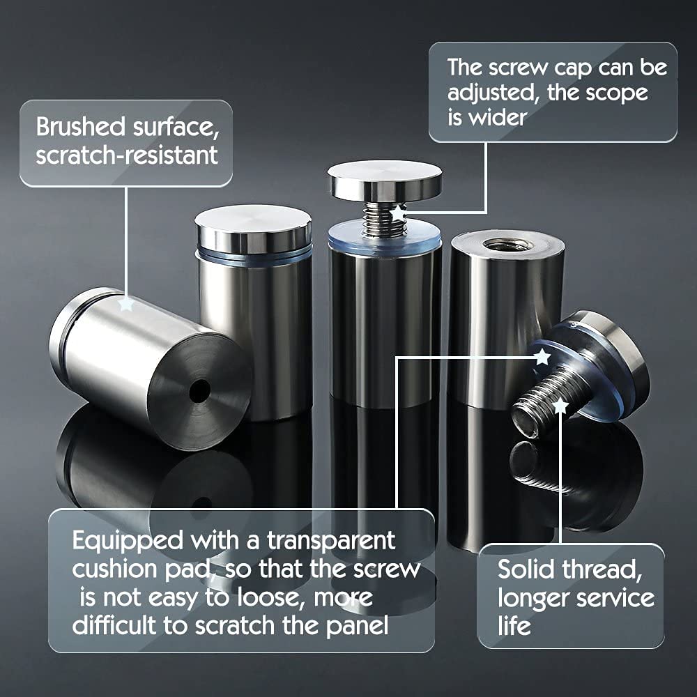 Distanziatori Vetro Acciaio Inox 25 Pz - 16x30 Mm Per Cornici E Poster
