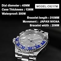 Vista 2 de CADISEN Reloj mecánico automático GMT para hombre, correa de acero inoxidable, impermeable, relojes casuales para hombres