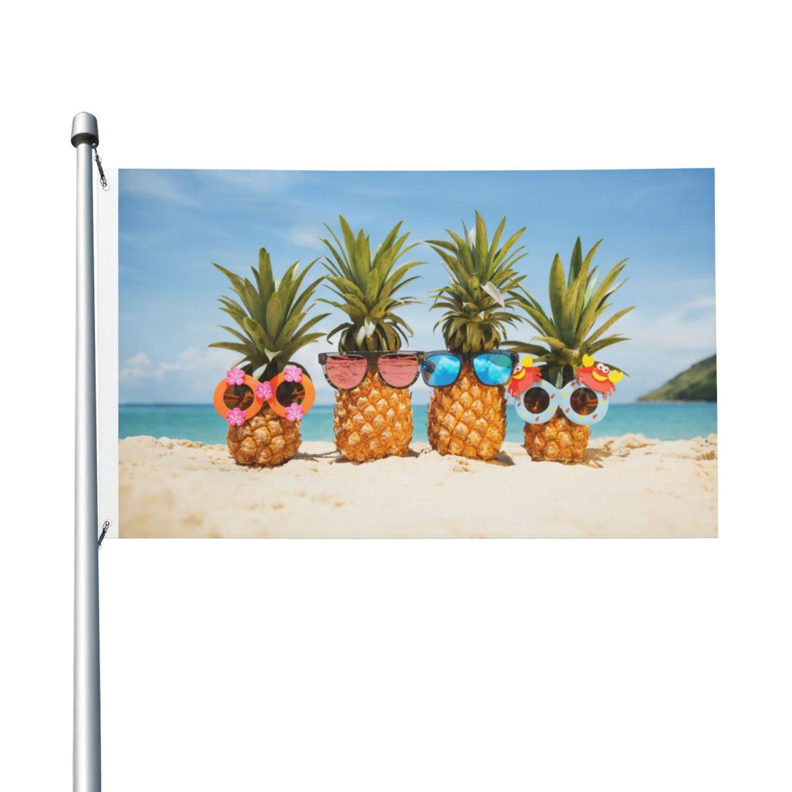 Ouqiuwa Funny Tropical Summer Beach Pineapples Flag, 3x5ft Polyester Banner with Grommets, Garden Yard House Flags Indoor and Outdoor Sport Decoration