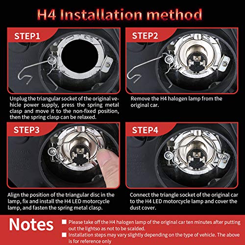 Camelight Led Motorcycle Headlights H4/Hs1 Hi/Lo Red-Ray Angel Eye Dc 12V/24V Universal Replacement Of H4 Halogen Lamp White 6000K (1Pcs) #TOP5