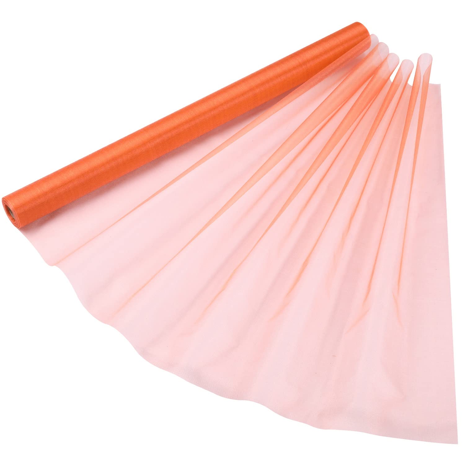 70cm x 15m Roll of Organza Sheer Fabric - Elegant Decorative Cloth for Wedding Chair Bows, Table Runners, Party Favours - Crafting Supplies for Ribbons, Dress Accents,and Bags, Orange#