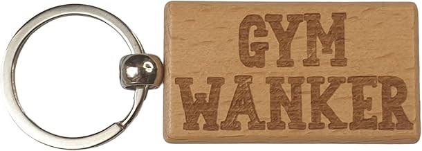 Gym Keyring Gift - Gym Wanker - Cute Engraved Wooden Motorhome Key Fob Fun Novelty Nice Custom Present