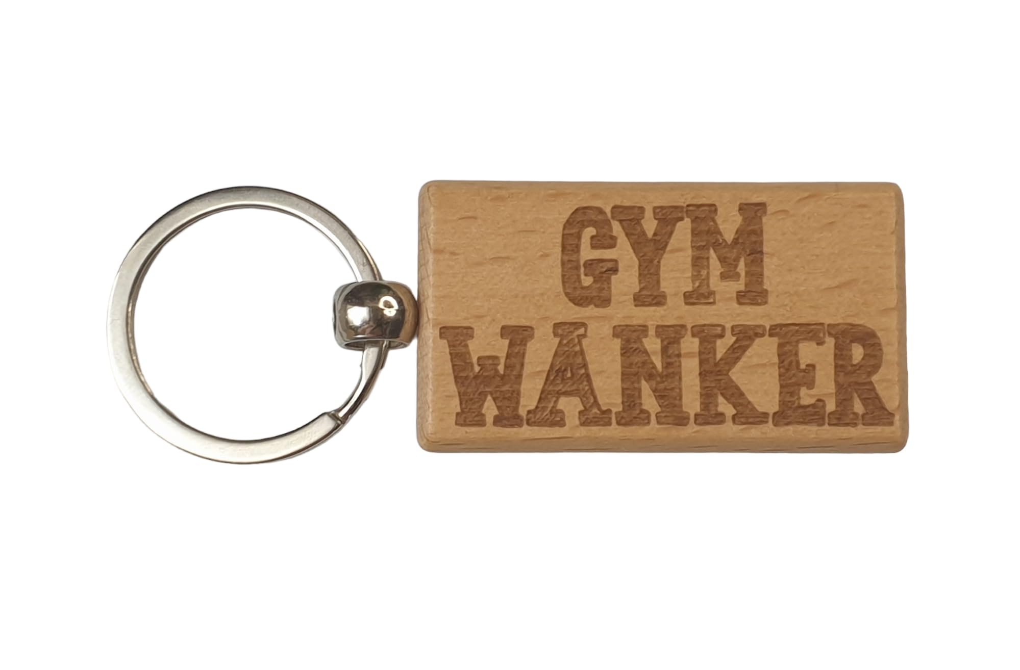 Decalarama Brown Gym Keyring Gift - Gym Wanker - Cute Engraved Wooden Motorhome Key Fob Fun Novelty Nice Custom Present