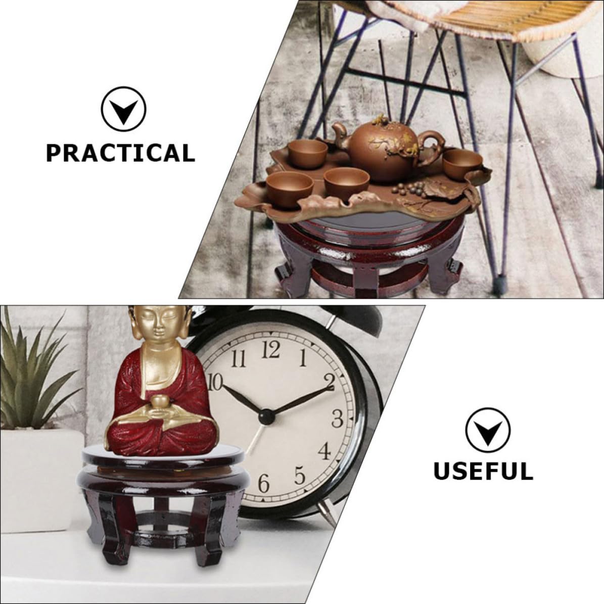 HOMSFOU Soporte de Madera Maciza para Macetas y Peceras Pequeñas Puntos de Apoyo Estables, Base Resistente Que Previene el Desgaste del Suelo, Adecuado para Jardinería y Decoración