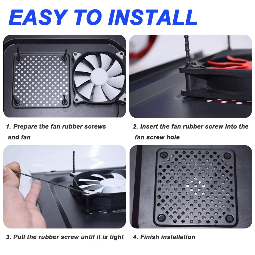 Xiatiaosann Ventilateurs de boîtier PC - Vis anti-vibration en caoutchouc noir pour boîtier d'ordinateur (50 pièces