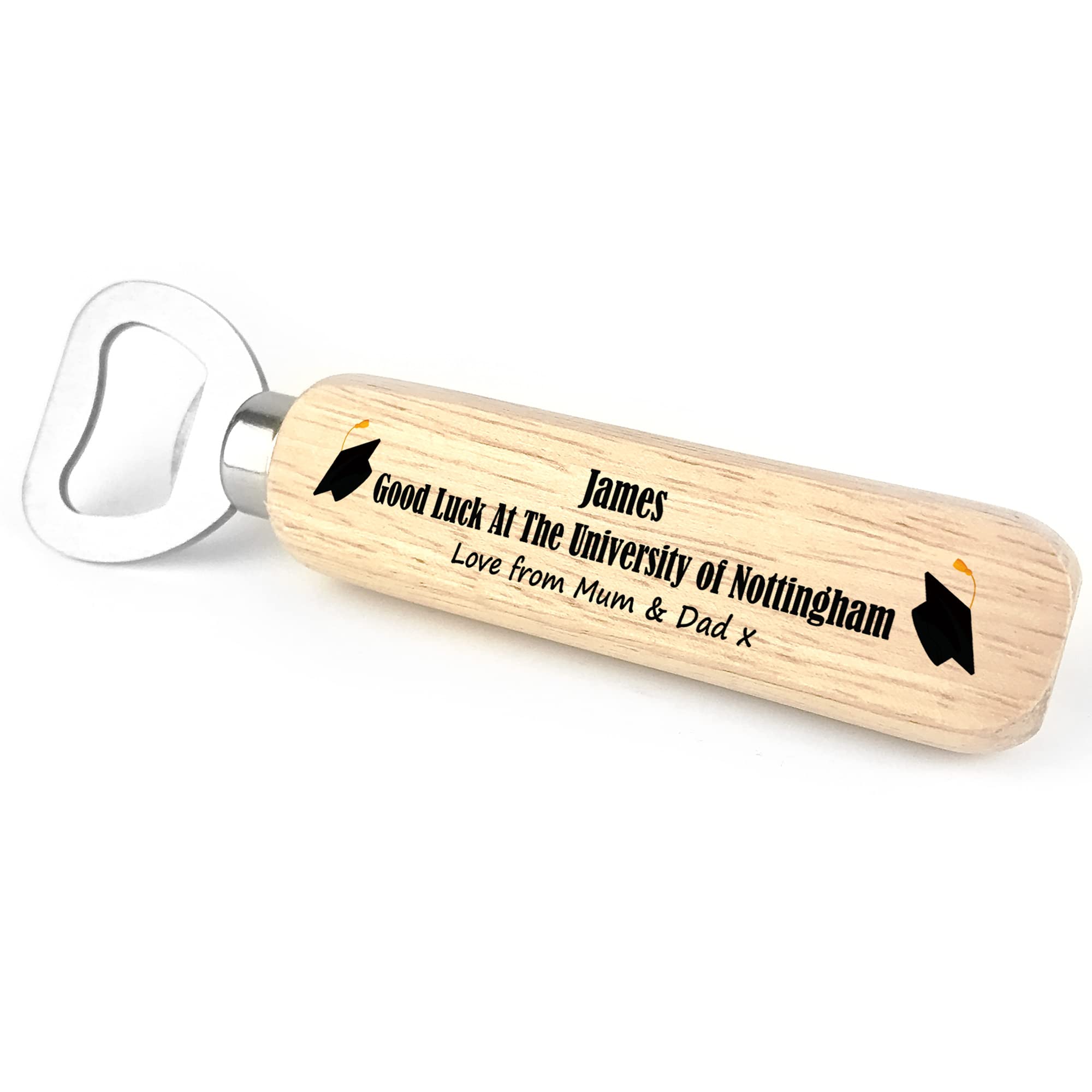 Red Ocean Personalised University New Term Bottle Opener Gift for Son Daughter Good Luck Gifts for Him Her