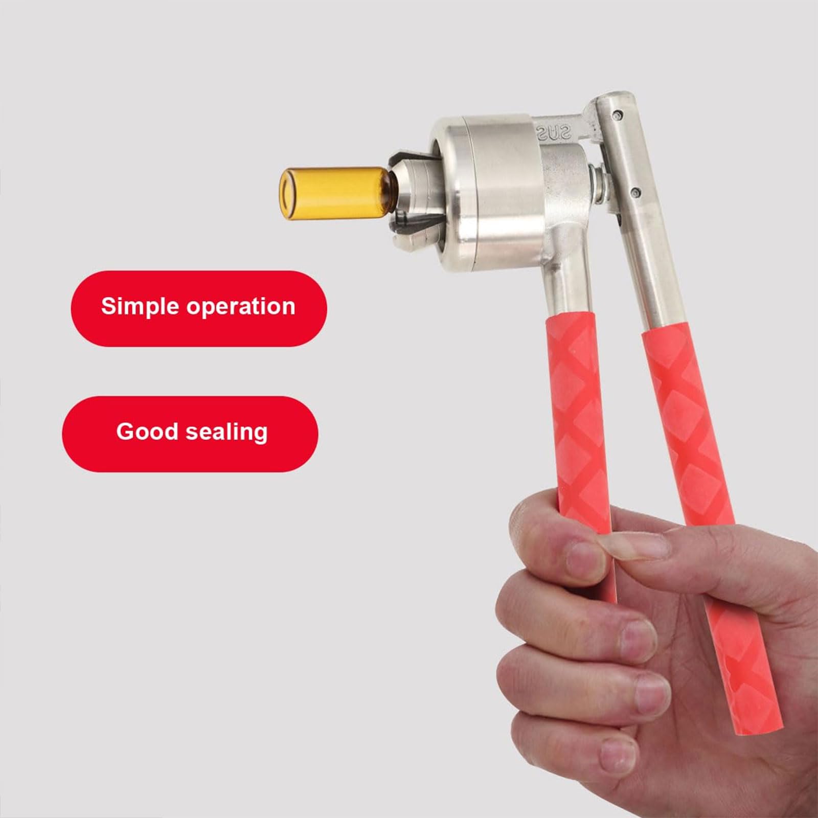Tappatrice manuale, sigillatrice per bottiglie con manico antiscivolo, 20-30 bottiglie/min, per laboratori alimentari farmaceutici 13 mm