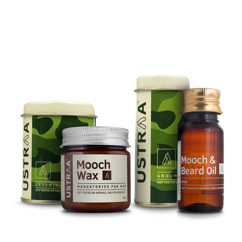 Ustraa Mooch and Beard Oil 4X4 and Mooch Wax (Pack of 2) Amazon.in