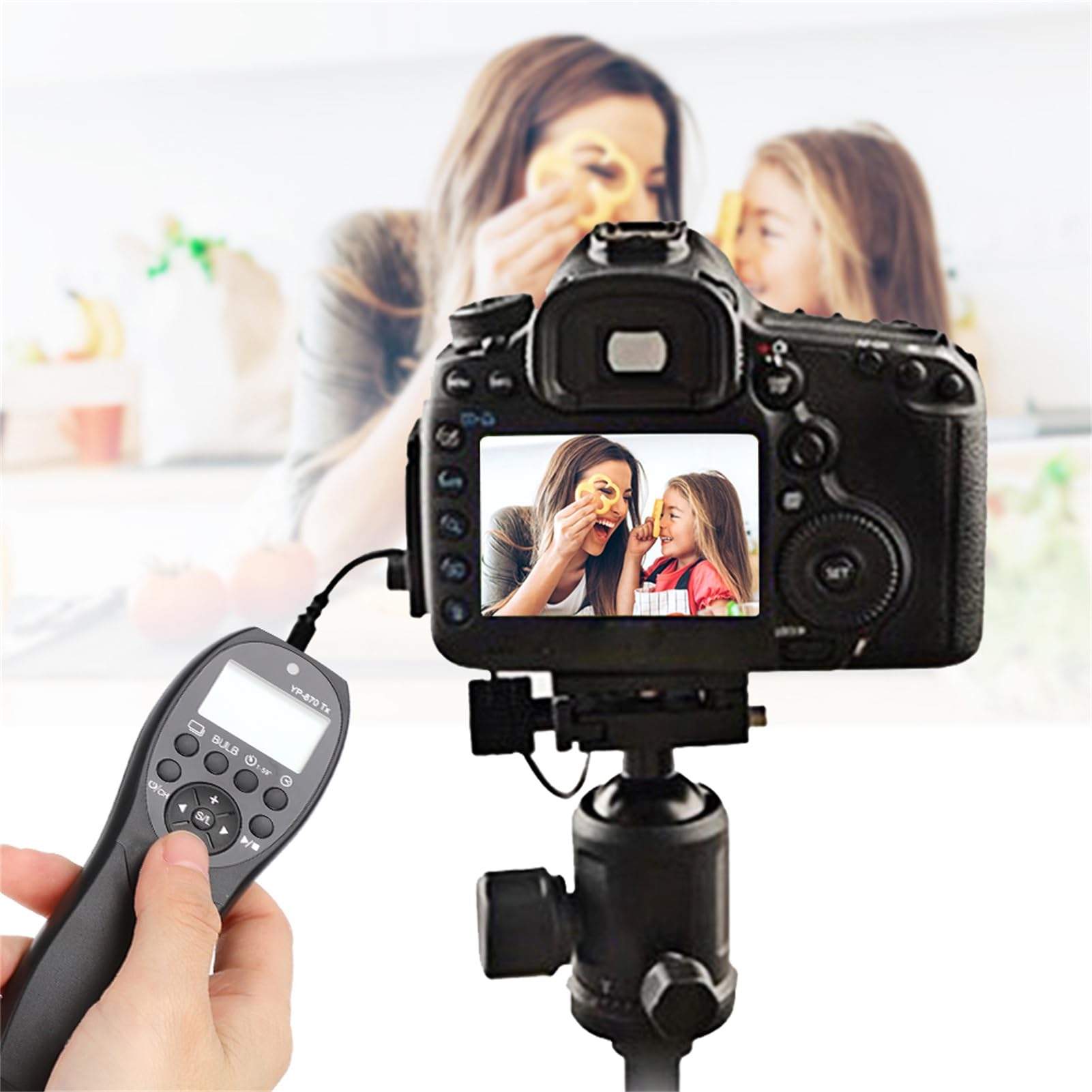 YouPro YP‑870TX Telecomando per Otturatore Wireless con Display LCD per Acquisizione Fotografica, Scatto Remoto e Funzione di Temporizzazione per Tutte le Fotocamere DSLR, Portata 100 M,