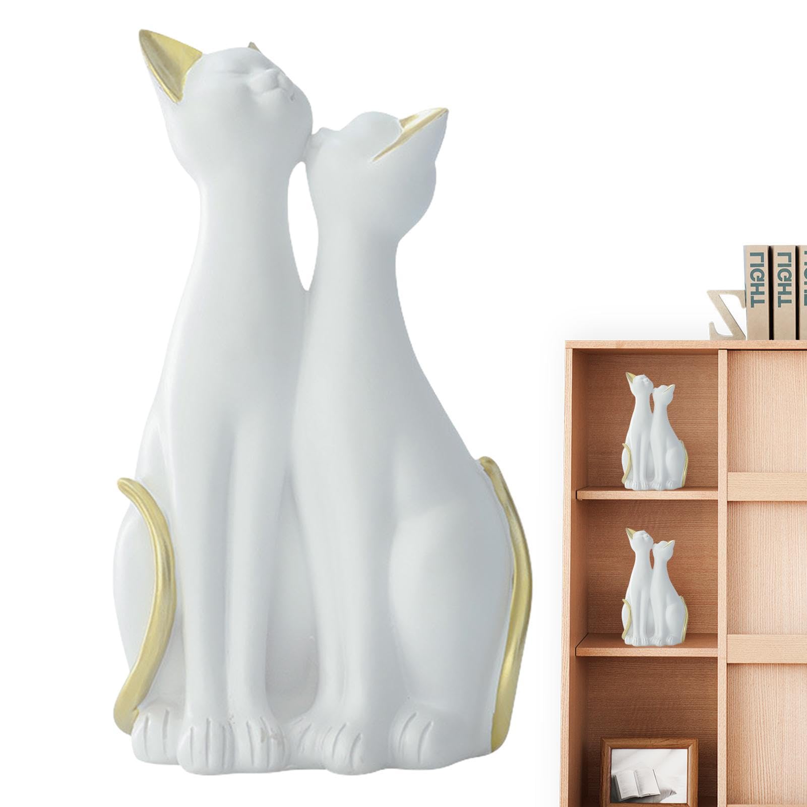 Statuette De Chat En Résine - Décoration Moderne Pour étagère, Bureau, Table - Cadeau Déco Intérieur