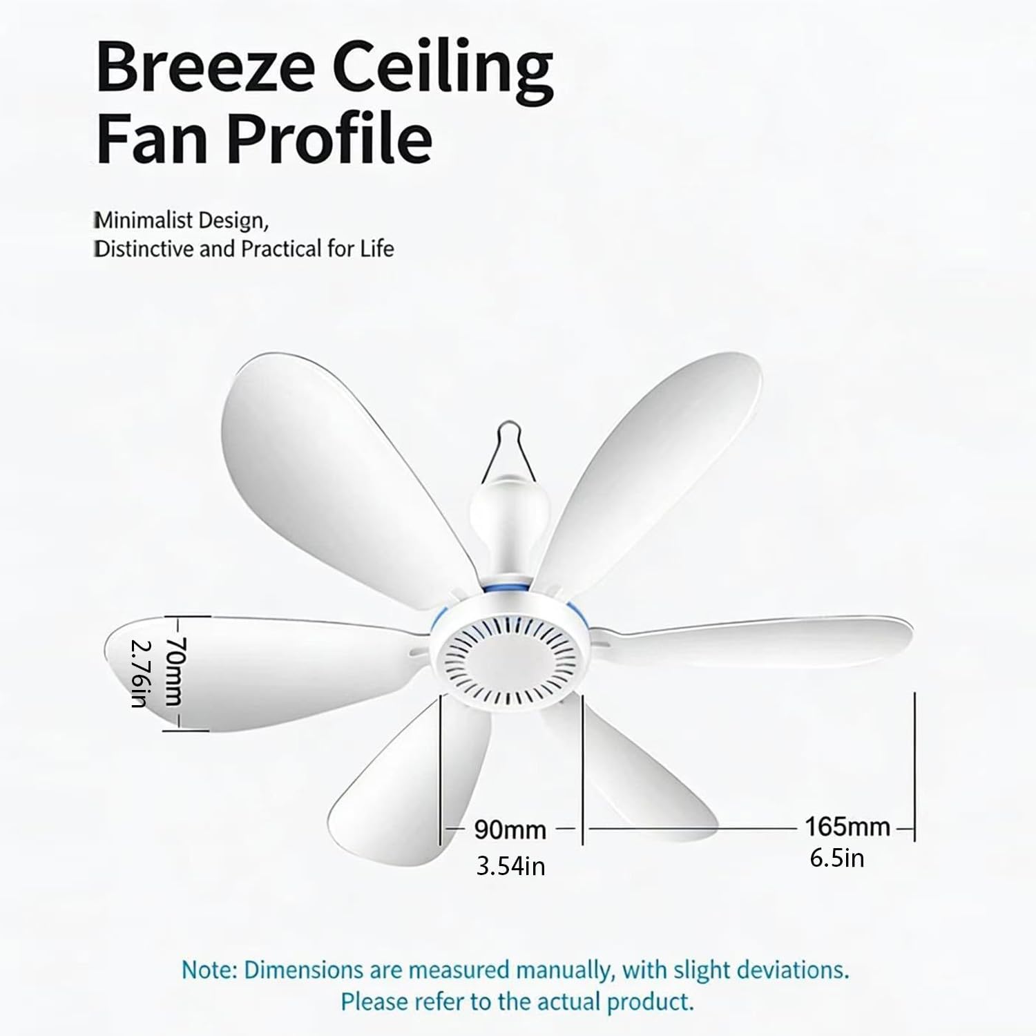 Collapsible Ceiling Fan for Cruise, Portable Foldable Ceiling Fan with Remote Control, USB Powered Quiet Hanging Fan for Cabin, Travel, RV, Dorm & Small Spaces