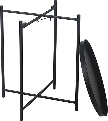 Miniatura 4 de Homebeez Mesa de bandeja negra, mesa auxiliar redonda, mesa decorativa para sofá, aperitivos, plantas de café, mesas decorativas para espacios