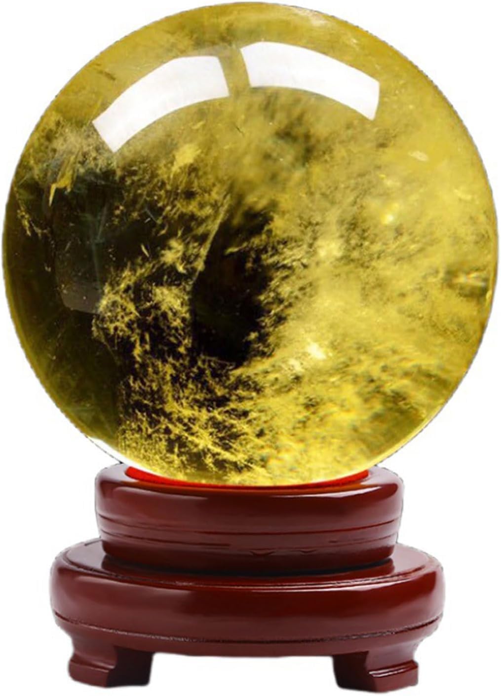 CNTUSRXT Feng Shui Citrine Crystal Sphere Ball with Wooden Stand Yellow Quartz, Scrying for Home Table Decorative Balls,40mm Gemstone Stone