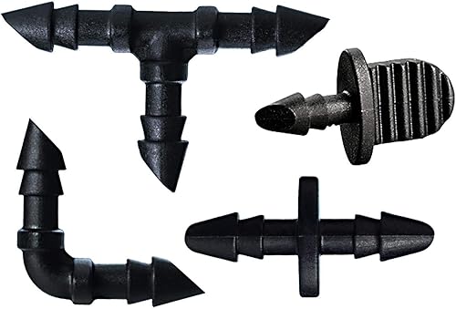 Orbit 67431 1/4" Barb 30 piezas de riego por goteo, surtido de accesorios por goteo, 10 acoplamientos, 10 enchufes, 5 T y 5 codos
