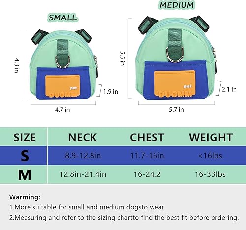 Miniatura 6 de Arnés de mochila para perro con correa, lindas mochilas para cachorros para mascotas, dispensador de bolsas para excrementos de perro, bolsa