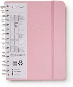 Planner Wire-o Pastel, Rosa, Mensal e Semanal, 96 Folhas, Papel Pólen 80g/m², Tamanho A5 (Grande)