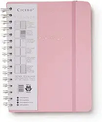 Planner Wire-o Pastel, Rosa, Mensal e Semanal, 96 Folhas, Papel Pólen 80g/m², Tamanho A5 (Grande)