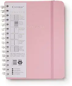Planner Wire-o Pastel, Rosa, Mensal e Semanal, 96 Folhas, Papel Pólen 80g/m², Tamanho A5 (Grande)