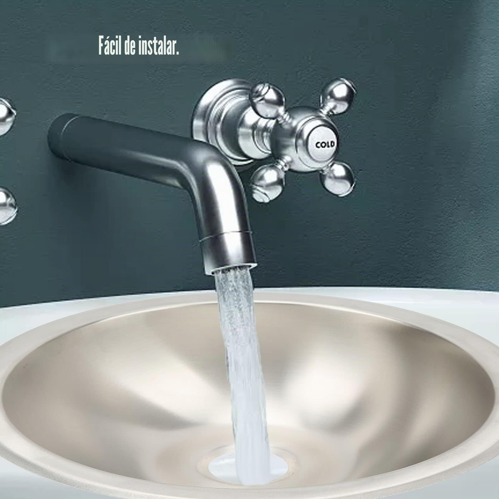 Fregadero de Cocina Redondo de Acero Inoxidable 9.25in para RV, Fregadero de Una Cubeta