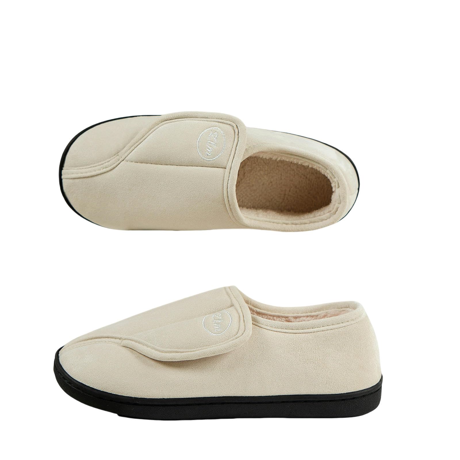 Pantofole Pannelli di Cotone Senza Slip Interni Caldi Invernali più Velluto E Scarpe di Cotone in Esterno Addensate-nero-36-37