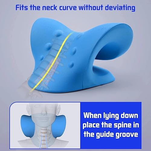 Miniatura 6 de BioGuideLife Almohada cervical para aliviar el dolor de cuello hombros cuello dispositivo relajante almohada azul