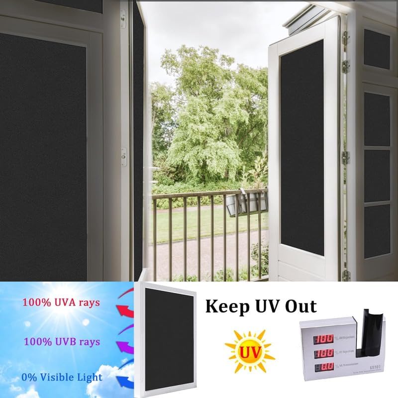 Image of 100% Blackout GlassFilm Window Film Window Sticker Glass stickerFor Privacy, Sun Control UV Blocking for Home, Office & Bathroom (12 Inch X 120 Inch)