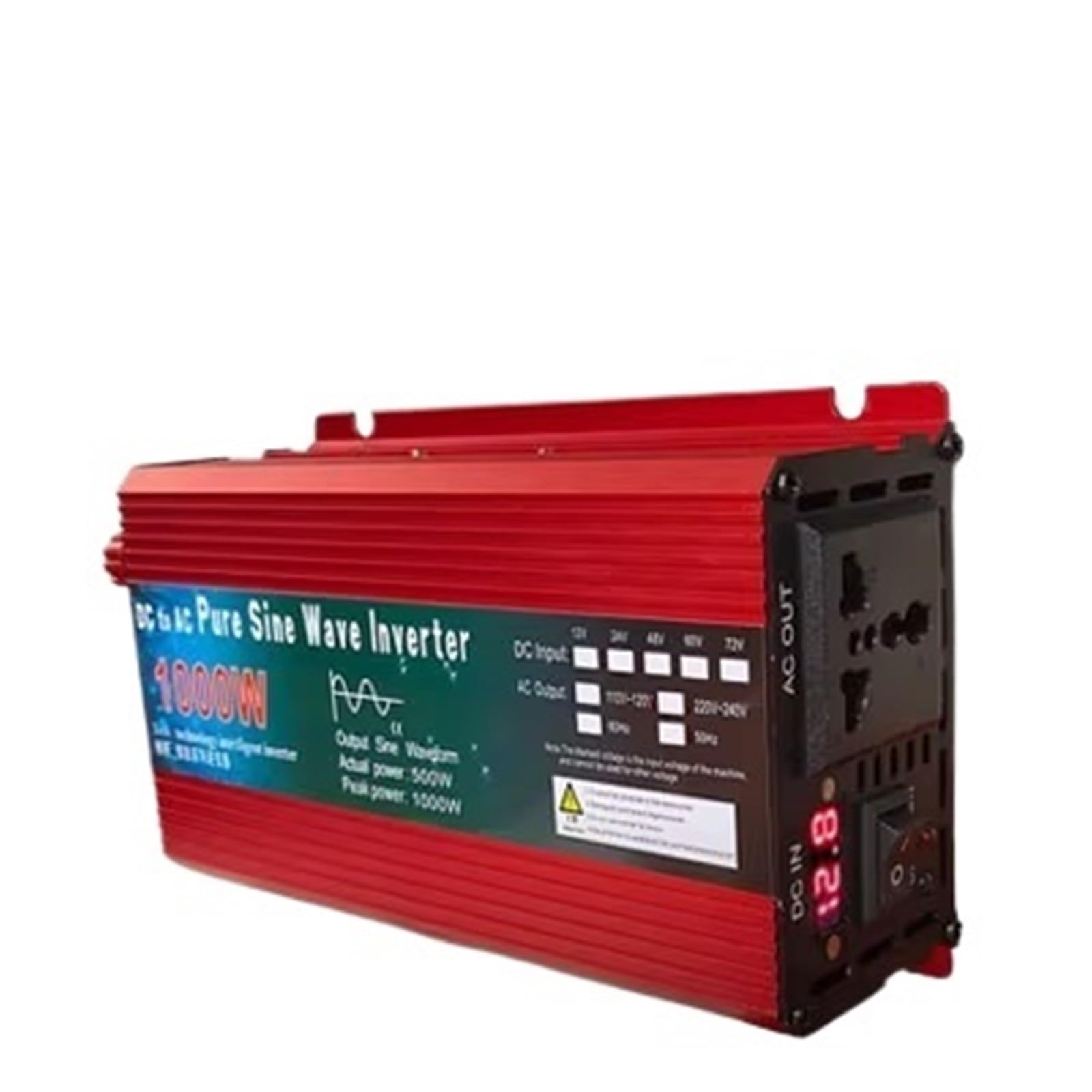 Falownik solarny, falownik sinusoidalny, przetwornica DC 12 V/24 V na AC 110 V 60 Hz, 1000 W, 1600 W, 2000 W, 3000 W, przenośny powerbank, konwerter, ładowarka samochodowa (1000 W