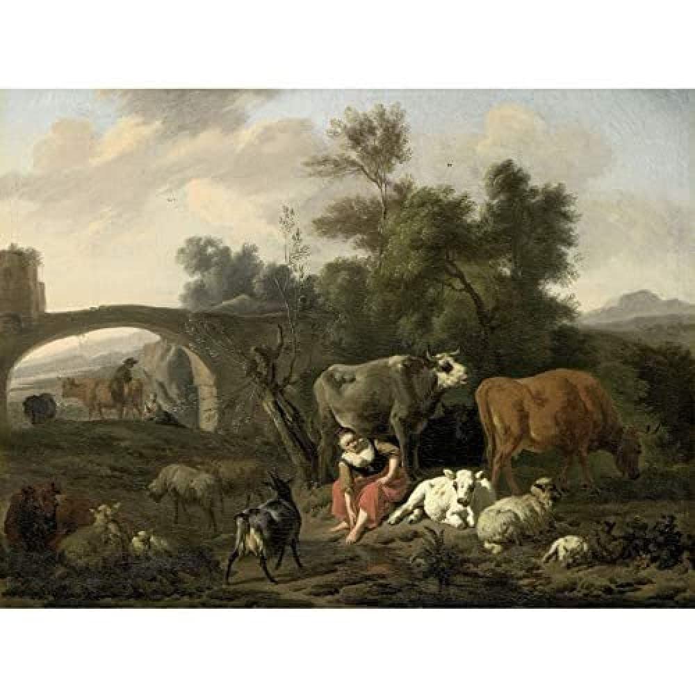 Artery8 Van Bergen Landscape Herdsmen Cattle Painting Unframed Wall Art Print Poster Home Decor Premium