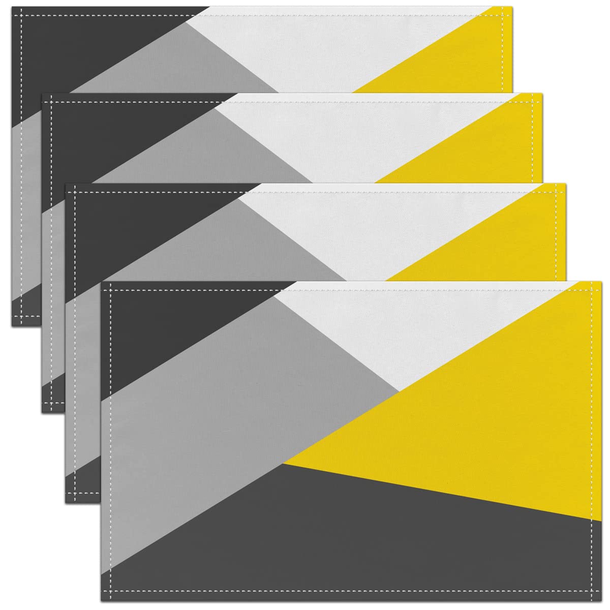 Richhome Color 01 Modern Fashion Placemats 12X18 Inch Yellow Grey And Black Simple Washable Table Place Mats Easy To Clean Minimalism Geometric Decorative Placemats For Dining Table Set Of 4
