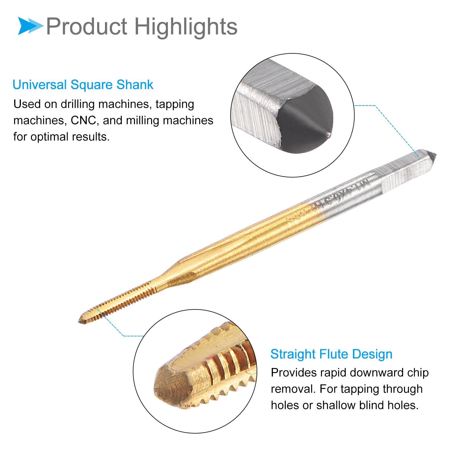 CoCud Thread Tap, M1.4 x 0.3 Thread Size 3 Straight Flutes, High Speed Steel Threading Tapping Repair Tool - Image 4