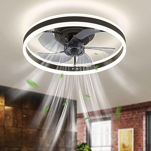 Miniatura 1 de WHING - Ventilador de techo cerrado sin aspas de 20 pulgadas con luz y control remoto, modernos ventiladores de techo de bajo perfil con 3 cambios