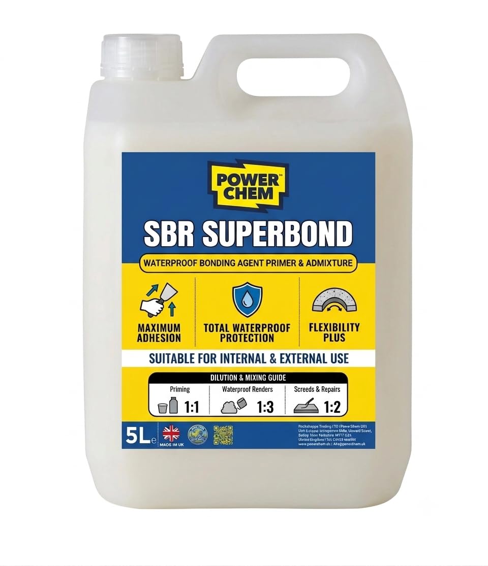 1L SBR Bonding Agent & Waterproof Admixture - 4-in-1 Concrete Sealer, Plaster Primer & Mortar Additive for External Render, Floor Screed, Damp Proofing & Crack Prevention