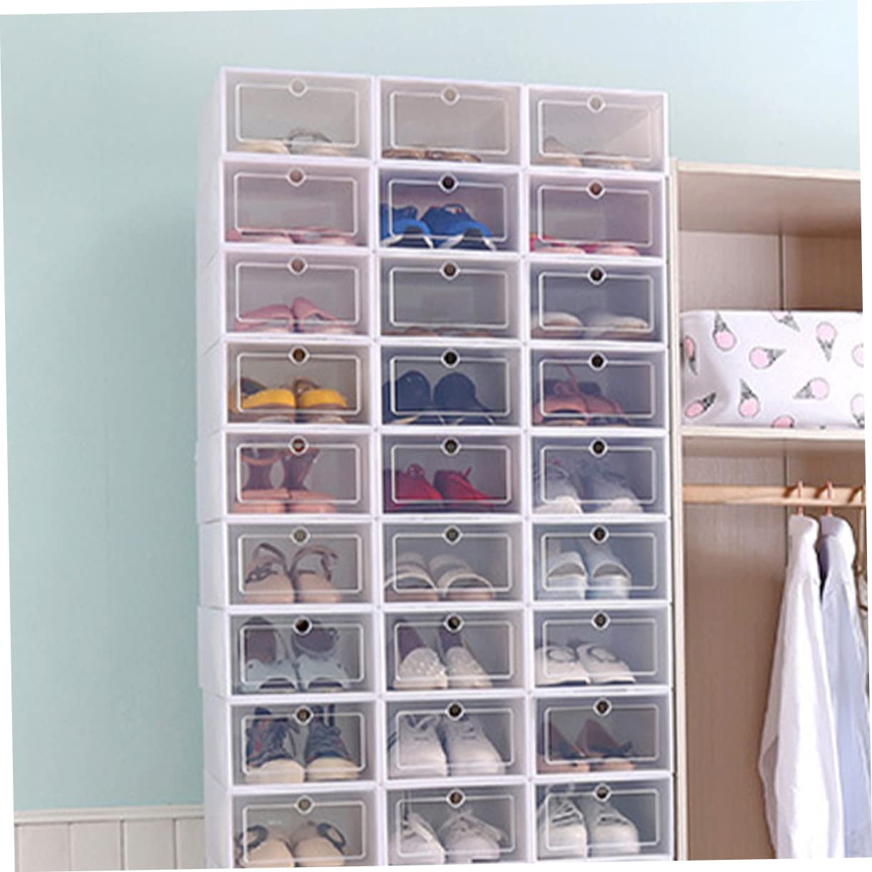 6 Piezas Caja Armario Contenedor Entrada Zapato Gabinete Ropa Bolsa De Almacenamiento Cubo Zapato Almacenamiento Armario Estante Zapato Organizador Cajón Apilable Zapatero Ropa