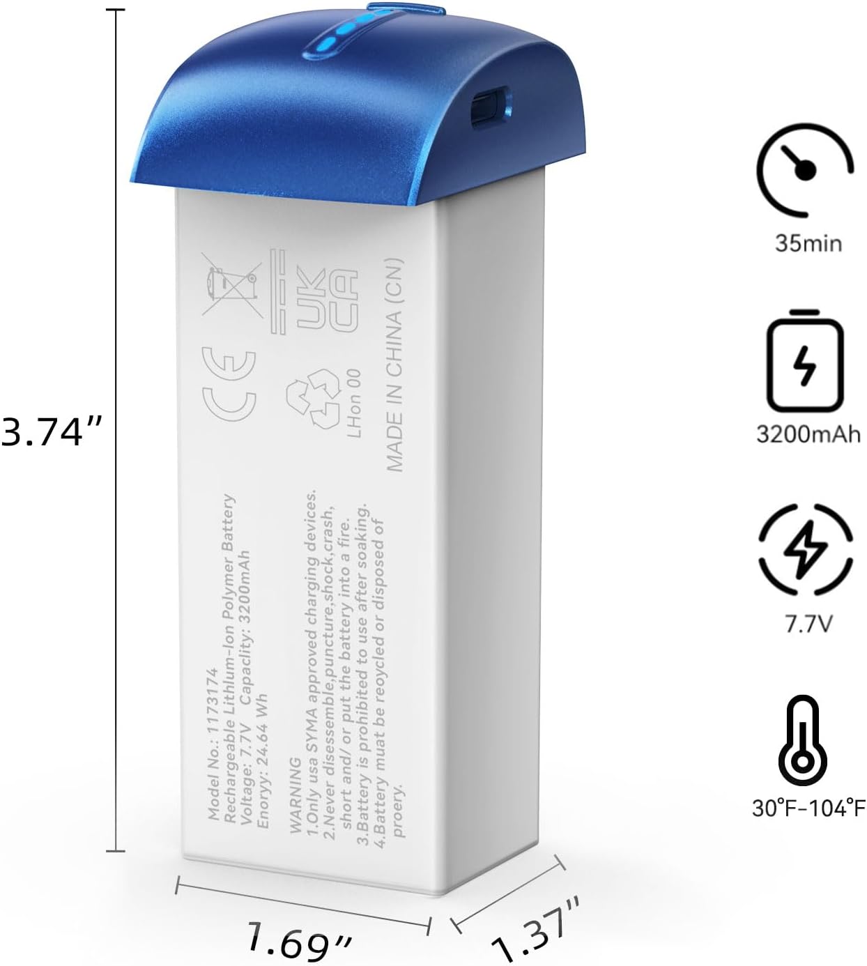Veeniix 3200mAh 7.7V High-Capacity Battery for V11Air Drone, High Premium Lithium Rechargeable Battery