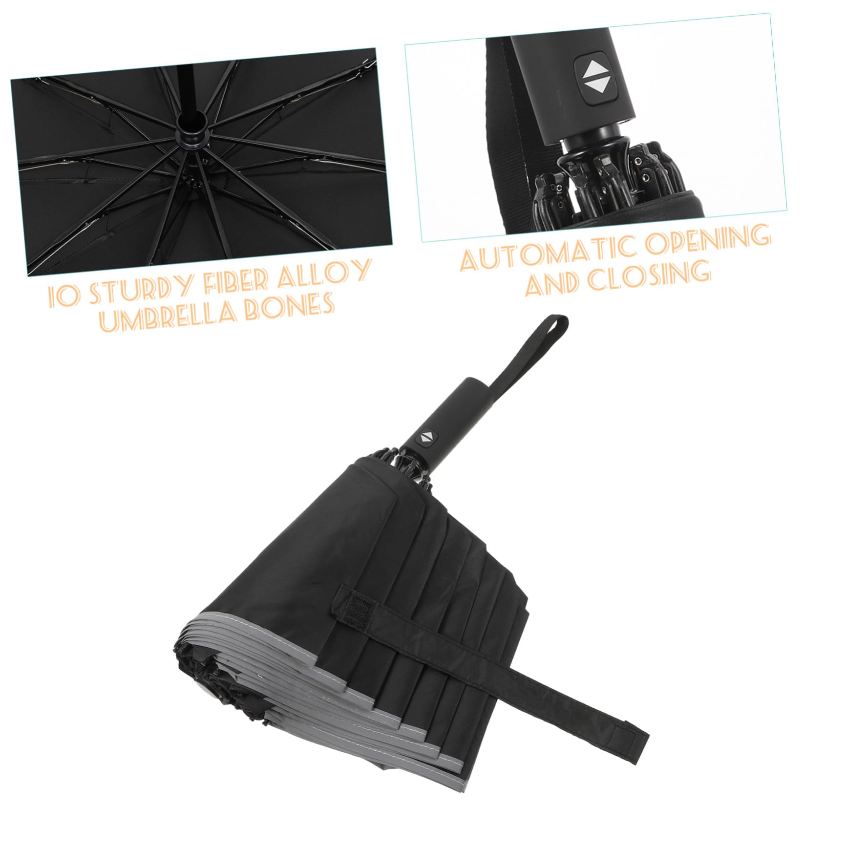 Healvian Paraguas Plegable Reflectante Resistente Viento con Apertura Automática Compacto Unisex para y Sol