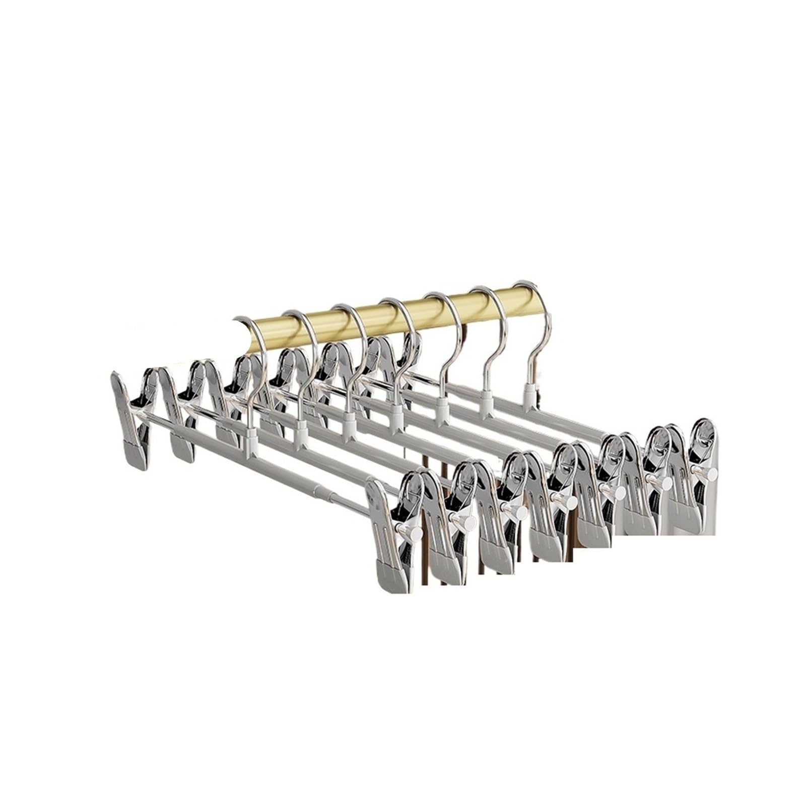 5Pcs Pants Hangers with Clips Adjustable Skirt Non-Slip Trousers Hanger(5Pcs Grey)