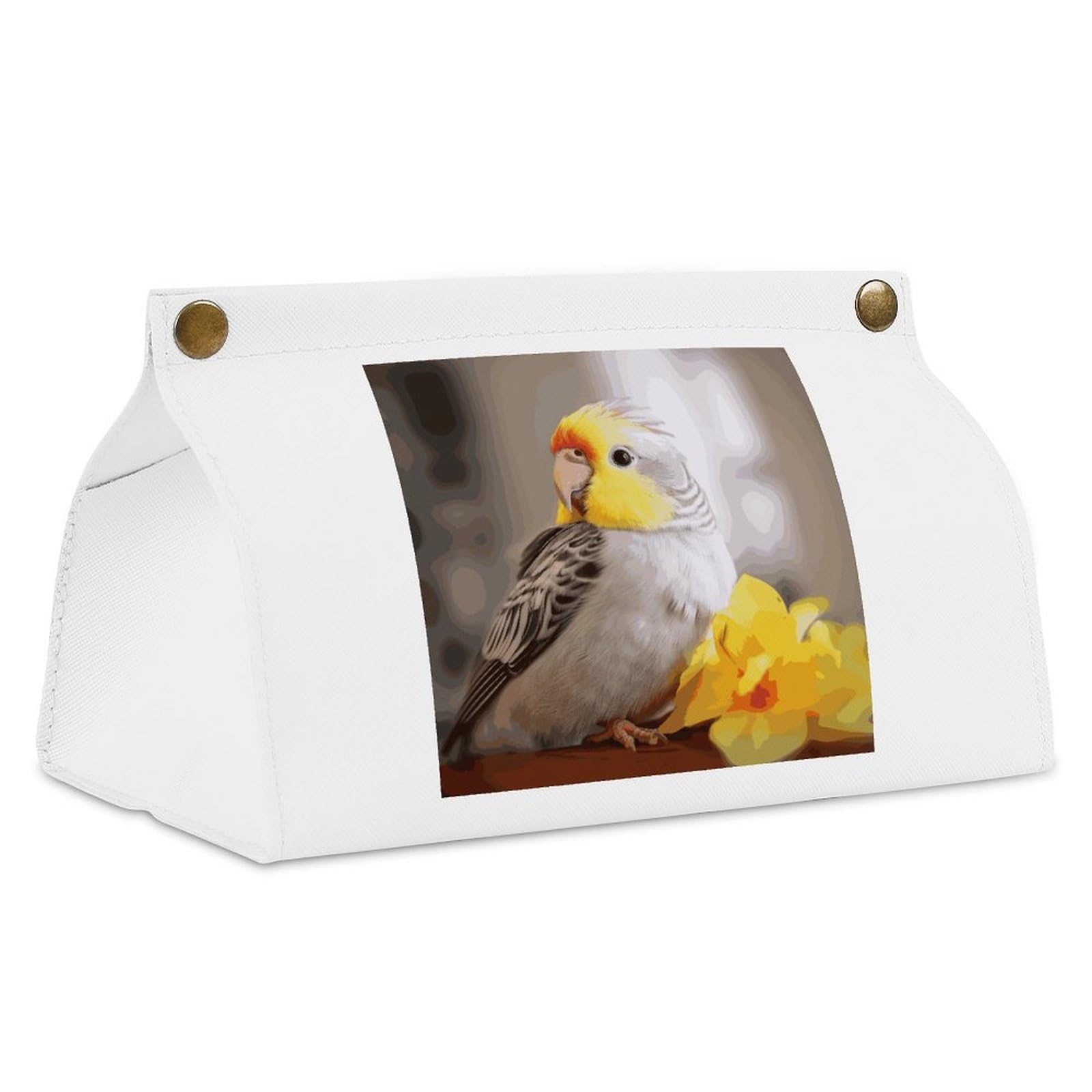 Cute Cockatiel White Tissue Box Cover Rectangle PU Leather Cover for Tissue Boxes Modern Tissue Holder for Bathroom Office Tissue Holders Decorative Cute Napkin Holder for Kitchen Bedroom