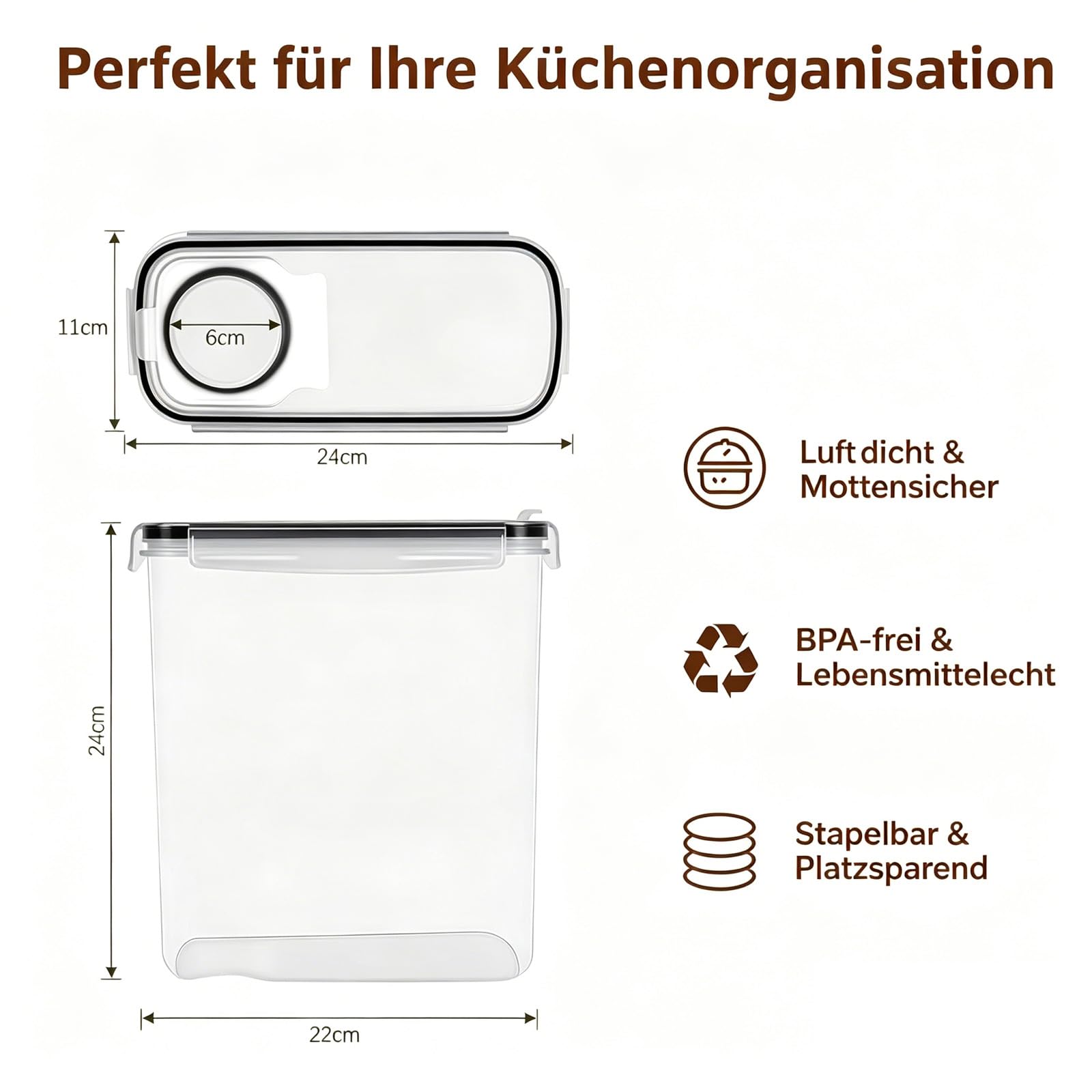 12er Müslibox mit Deckel 4L Vorratsdosen mit Deckel Etiketten luftdicht Aufbewahrungsboxl Küche Aufbewahrung Aufbewahrung für Mehl Müsli Reis Katzenfutter Hundefutter Futter Haustiere Nudeln