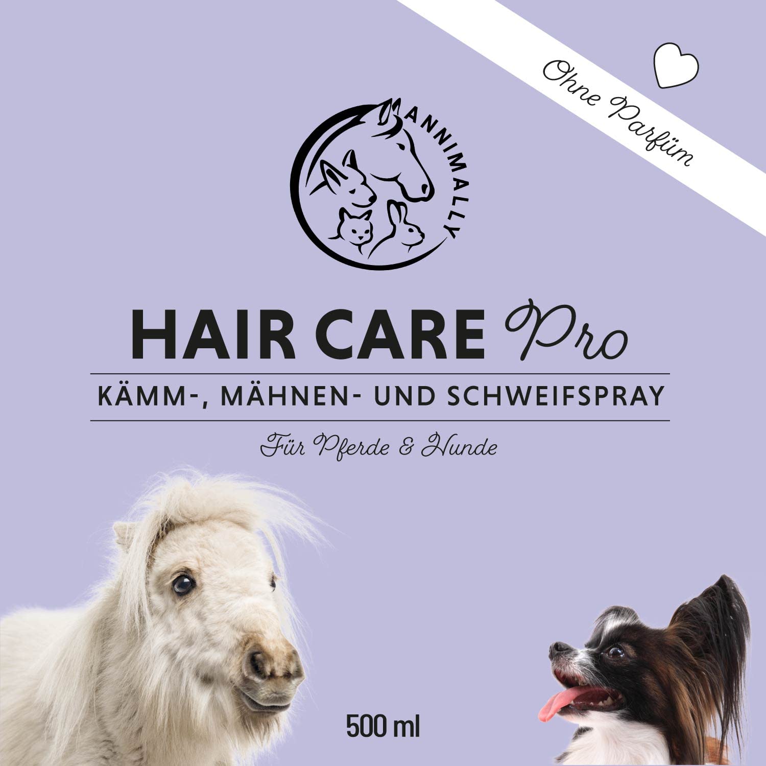 Annimally Spray per Criniera per Cavalli 500 ml - Spray per Coda e Spray Districante per Cavalli e Cani per un Pettinaggio più Facile e una Lucentezza Setosa del Pelo