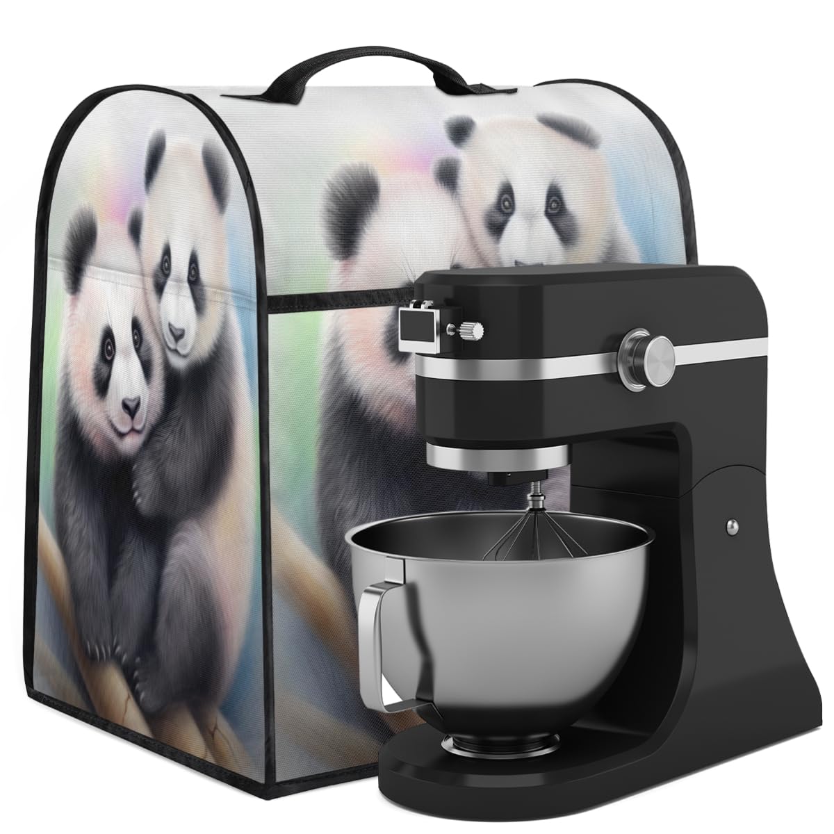Coffee Maker Cover Watercolor Panda Animal Kitchen Appliance Covers Small Appliance Covers Blender Cover Juicer Cover Dust Covers for Kitchen Appliances with Top Handle and Pockets,Washable,C681