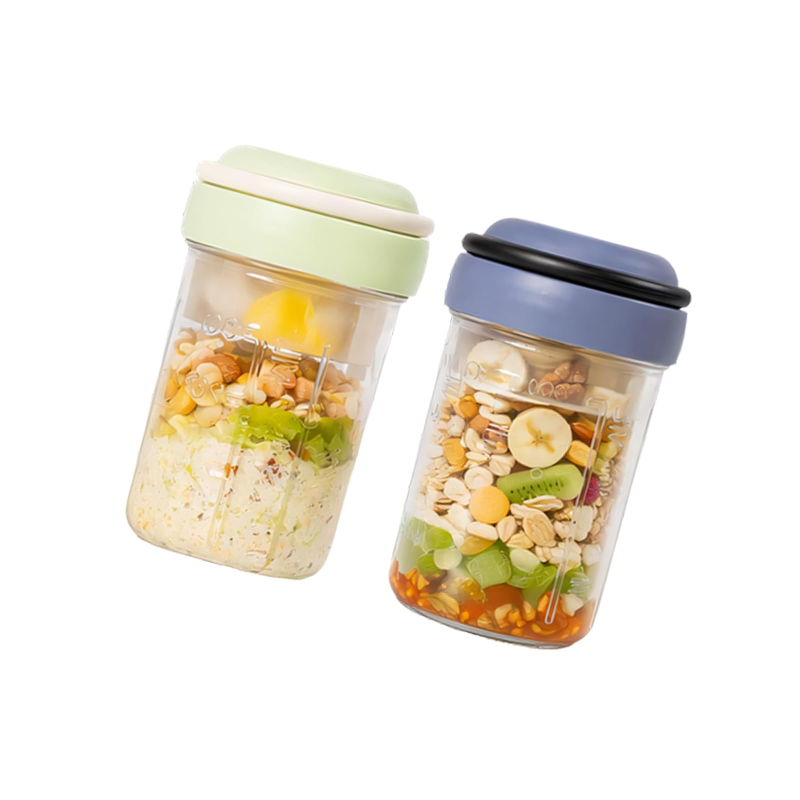 Msioytog 4/2 Piece Set of Foldable Spoon Storage Jars for Cereal Nut Yogurts and Snacks Easy to Carry Spill Safe Food Jar Foldable Spoon Storage Jar