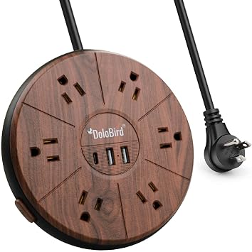Power Strip Surge Protector 6 AC outlets with USB and USB-C PD 20W Fast Charging 15A 1875W high Power Output Widely Spaced Multi outlets Circuit Breaker Safeguard for Home,Office, Dorm Room