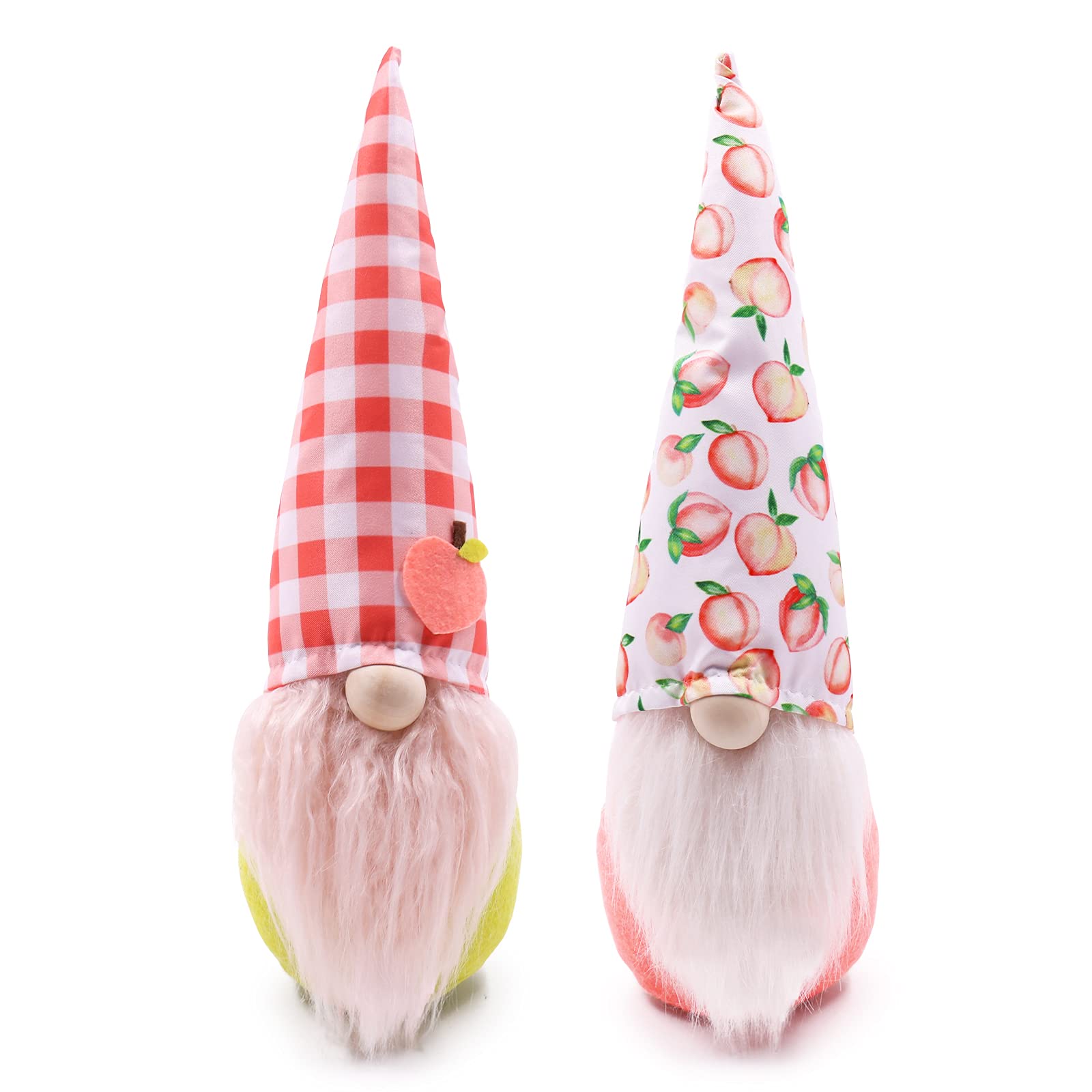 Peach Gnomes Summer Gnome Decor Fruit Tomte Plush Handmade Scandinavian Nisse Elf Dwarf for Household Farmhouse Kitchen Peachy Tiered Tray Rae Dunn Decorations Set of 2